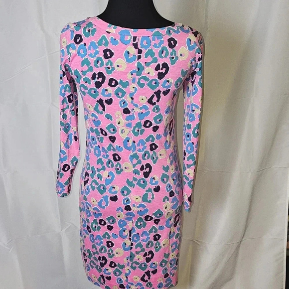 Lilly Pulitzer Corine Paws Off Leopard Pink Multi 3/4 Sleeve‎ Mini Dress XXS - Picture 3 of 12